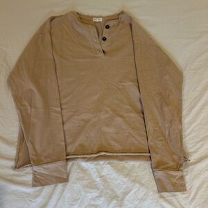 DONNI. Tan Top with Button Detail